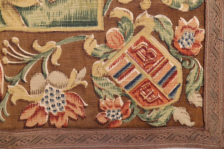 4'x5' Late 19th Century European Block-Painted Tapestry | Fine Wall Hanging