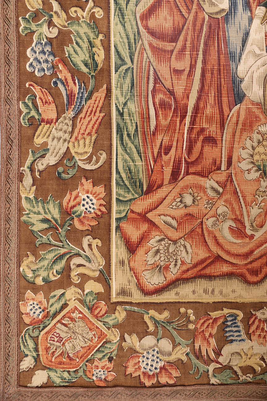 4'x5' Late 19th Century European Block-Painted Tapestry | Fine Wall Hanging