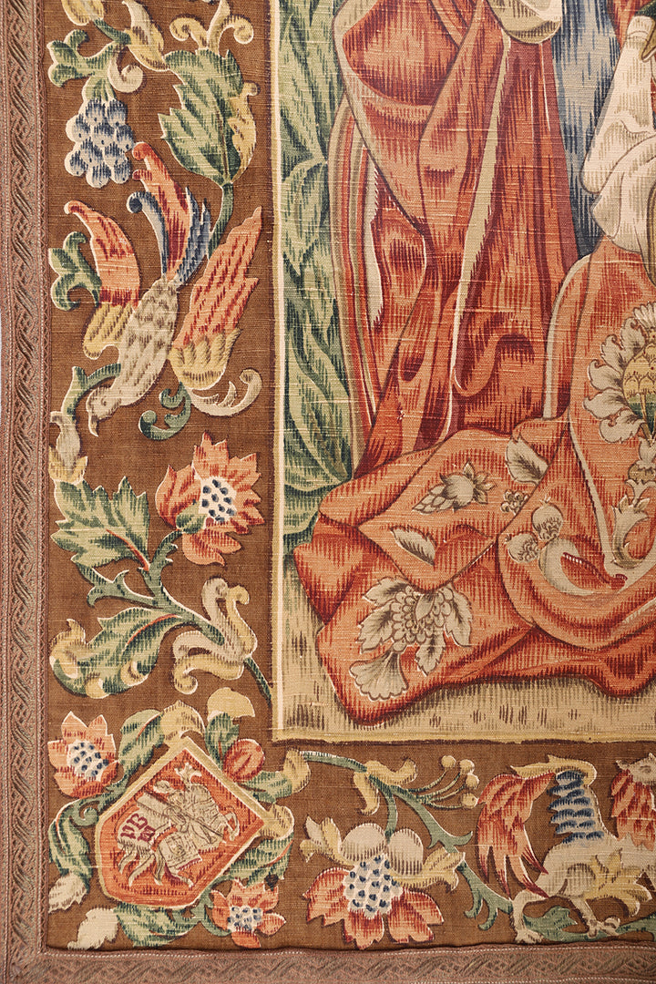 4'x5' Late 19th Century European Block-Painted Tapestry | Fine Wall Hanging