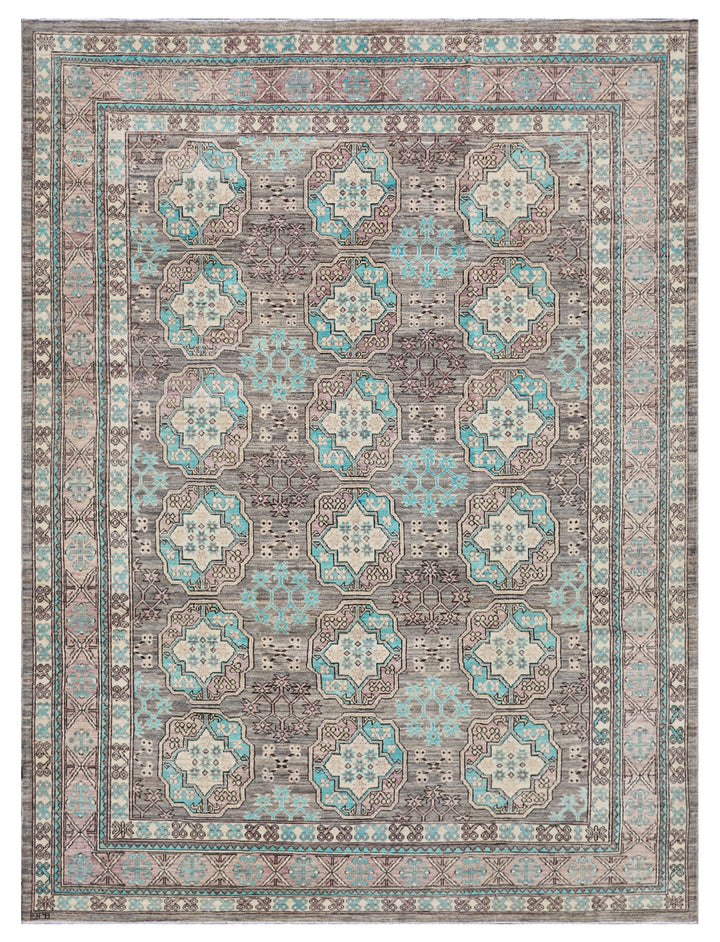 8'x10' Afghan Hand-Knotted Transitional Rug | Elephant Foot Design