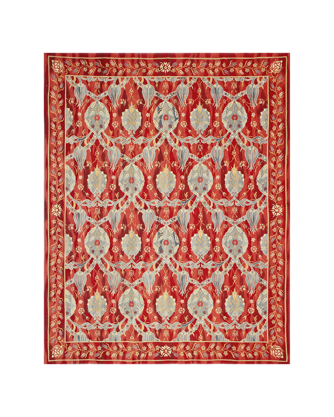 8'x10' Red and Blue Aubusson Kilim | Ariana Traditional