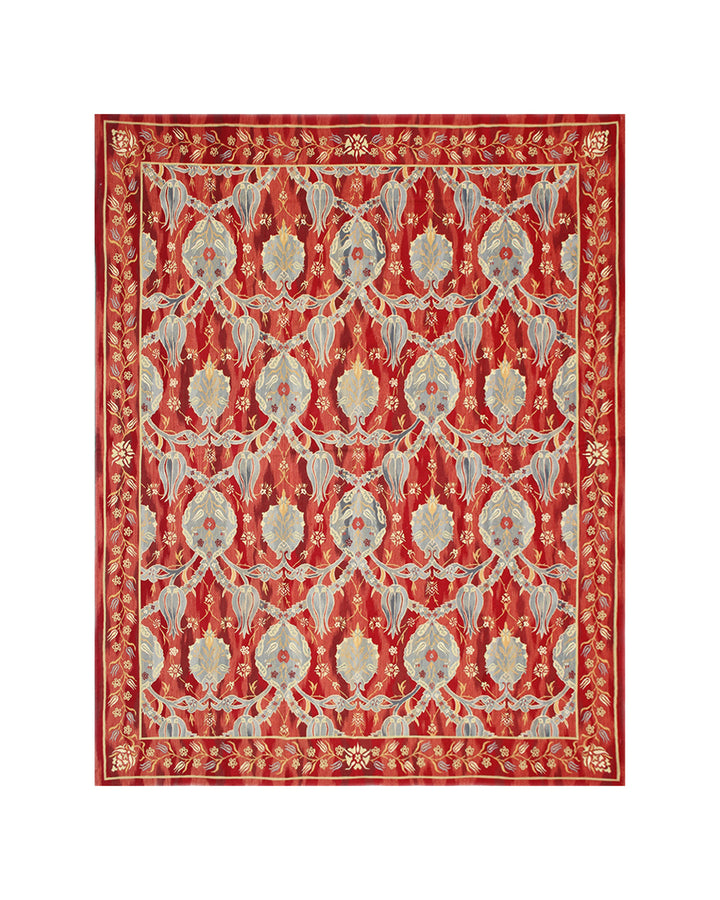 8'x10' Red and Blue Aubusson Kilim | Ariana Traditional