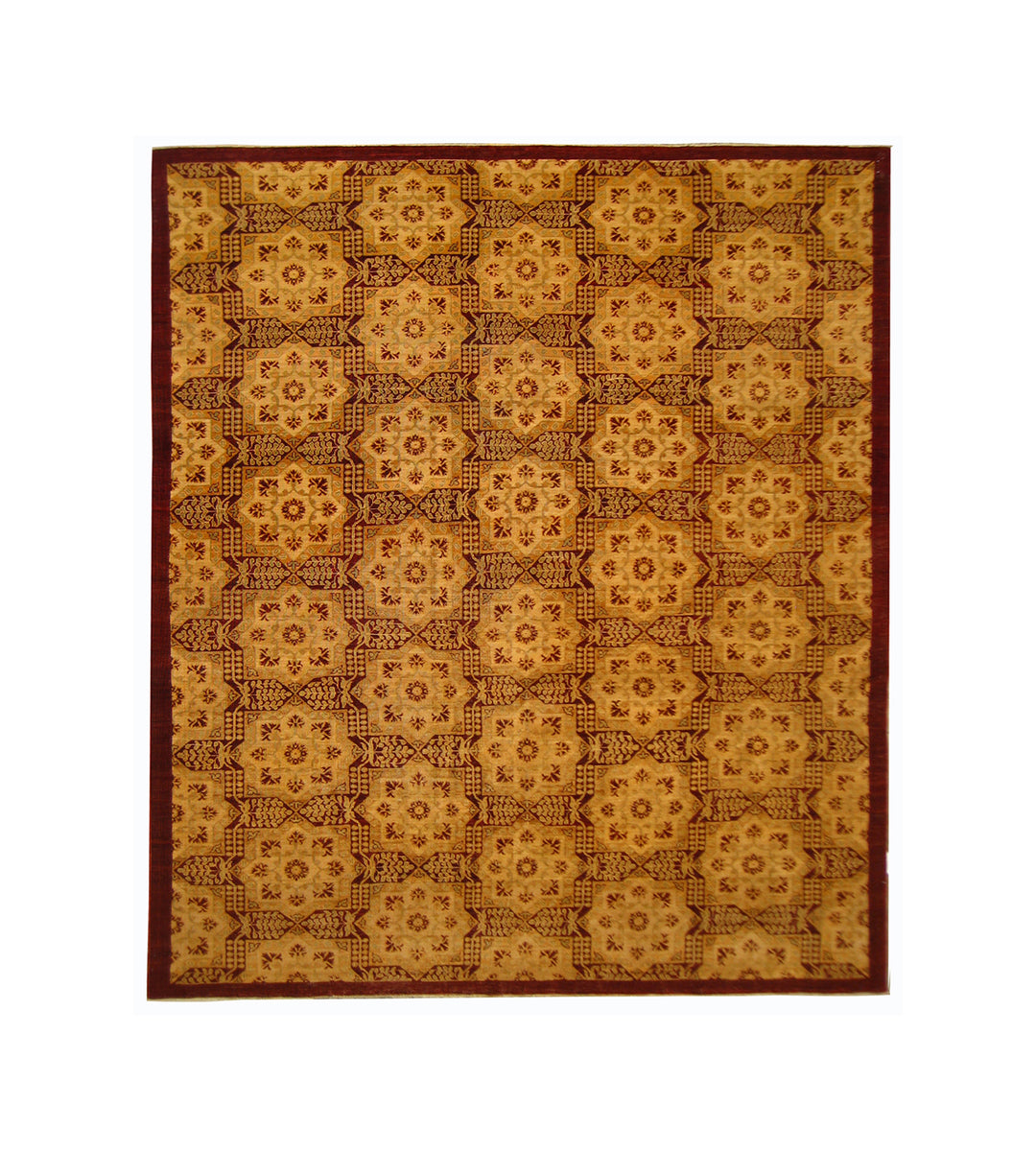 8'x10' Afghan Hand-Knotted Rug | European Geometric Design