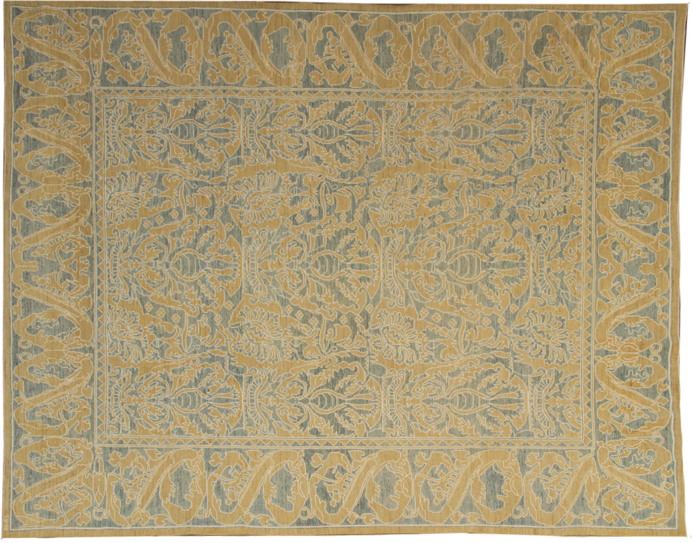 8'x10' Afghan Hand-Knotted Transitional Rug | Soft Yellow Rug