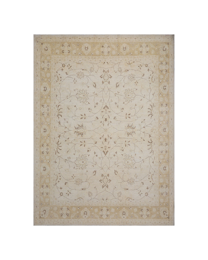 10ft7in x 7ft11in Ariana Ziegler hand knotted organic wool area rug in cream and apricot by Ariana Rugs