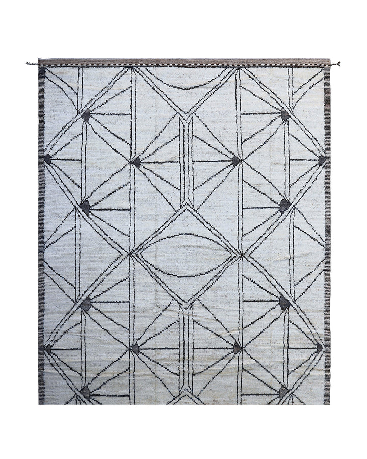 8'x10' Ariana Barchi Shaggy Moroccan Style Rug | Ivory & Black 