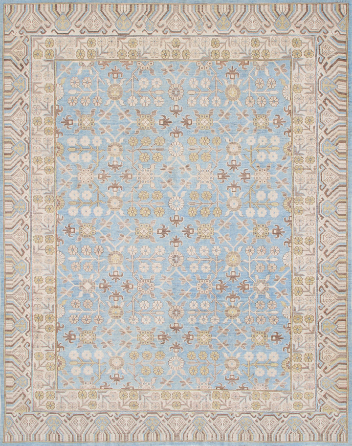 8'x10' Hand-Knotted Afghan Khotan Rug | Samarkand Wool Area Rug