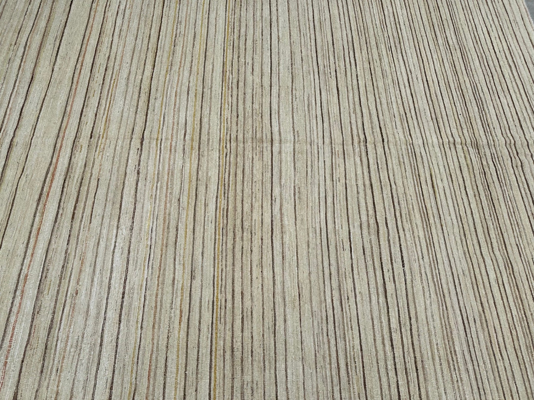8'x10' Hand-Knotted Afghan Modern Stria Rug | Organic Wool Rug