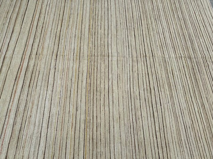 8'x10' Hand-Knotted Afghan Modern Stria Rug | Organic Wool Rug