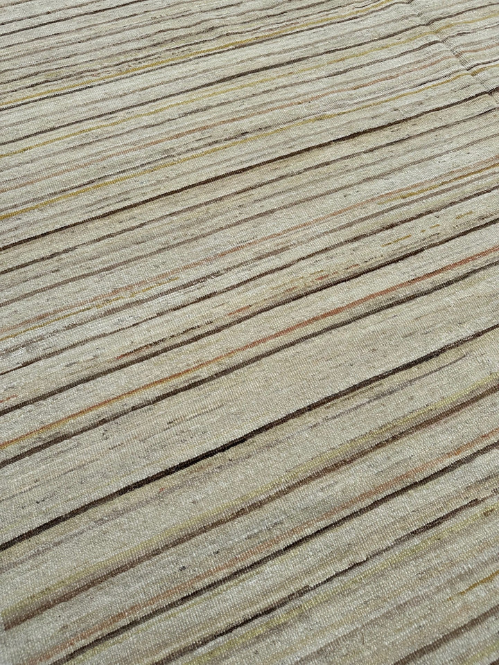 8'x10' Hand-Knotted Afghan Modern Stria Rug | Organic Wool Rug