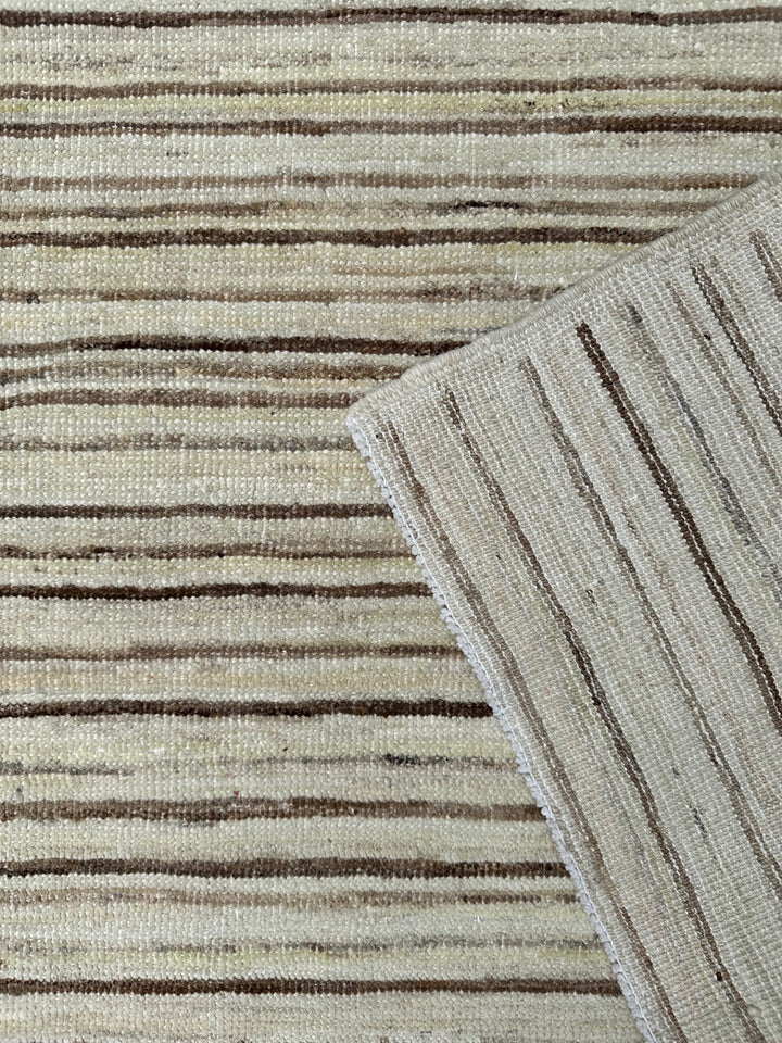 8'x10' Hand-Knotted Afghan Modern Stria Rug | Organic Wool Rug
