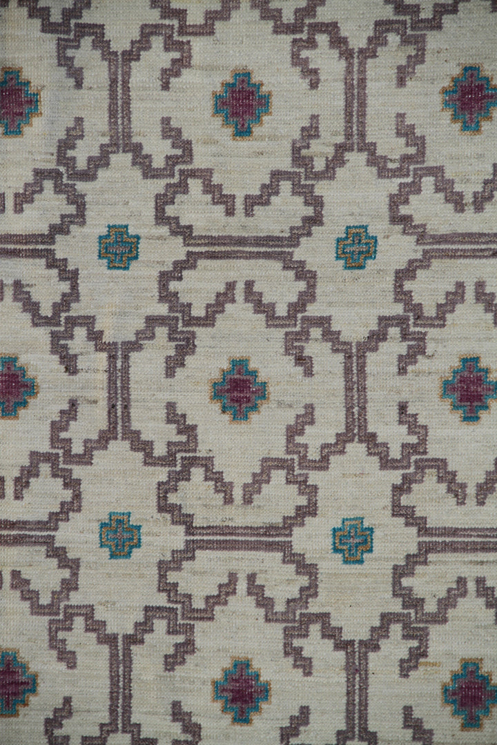 8'x10' Hand-Knotted Afghan Rug | Transitional Geometric Area Rug