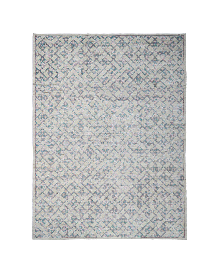 8'x10' Hand-Knotted Afghan Tile Modern Rug | Organic Wool