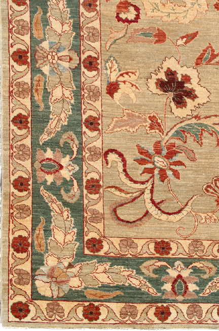 8'x10' Hand-Knotted Persian Rug | Organic Wool| Earthy Green Tones