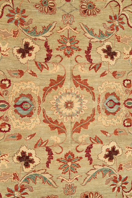 8'x10' Hand-Knotted Persian Rug | Organic Wool| Earthy Green Tones