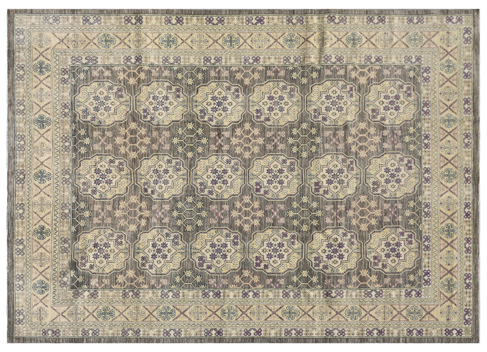 8'x10' Hand-Knotted Rug | Afghan Turkman Elephant foot Rug | Organic Wool