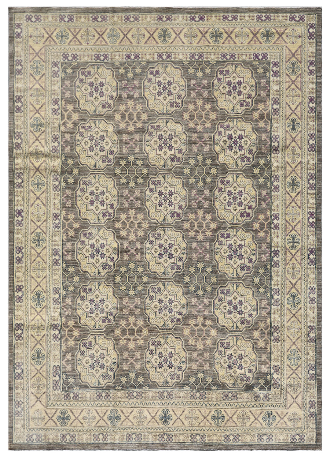 8'x10' Hand-Knotted Rug | Afghan Turkman Elephant foot Rug | Organic Wool