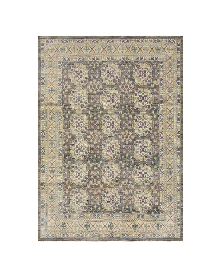 8'x10' Hand-Knotted Rug | Afghan Turkman Elephant foot Rug | Organic Wool
