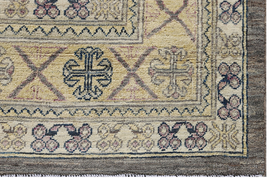 8'x10' Hand-Knotted Turkman Elephant Foot Rug | Organic Wool| Transitional