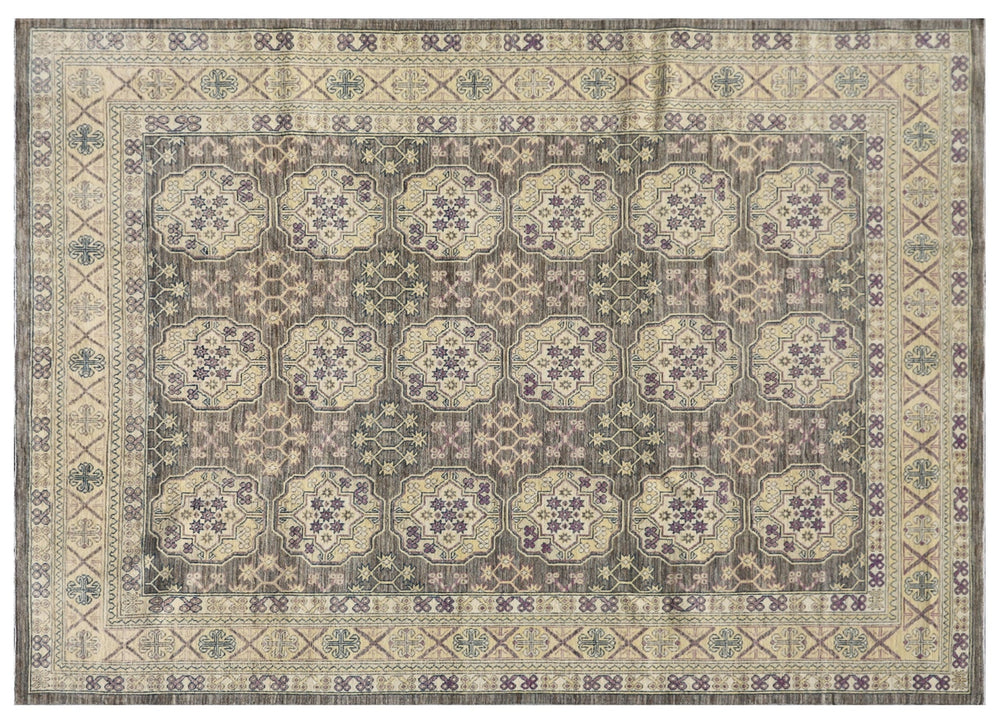 8'x10' Hand-Knotted Turkman Elephant Foot Rug | Organic Wool| Transitional