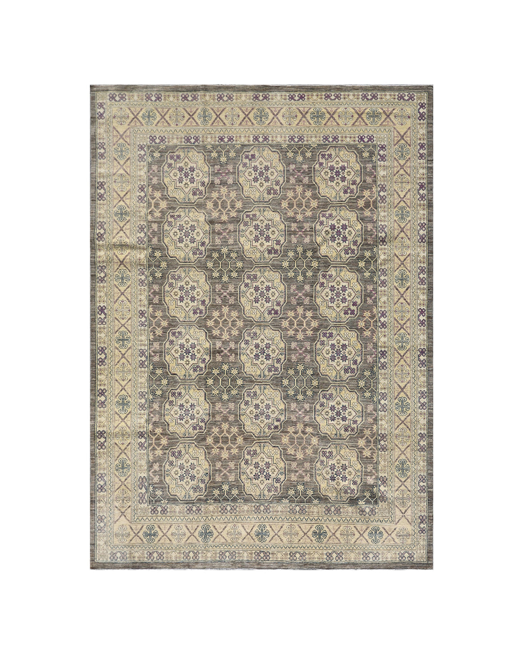 8'x10' Hand-Knotted Turkman Elephant Foot Rug | Organic Wool| Transitional