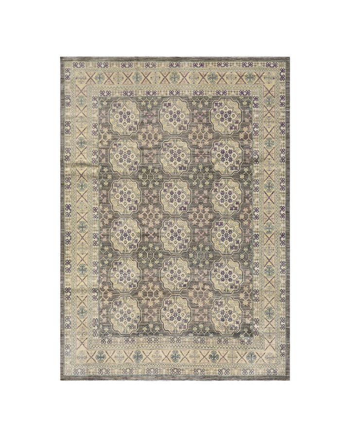 8'x10' Hand-Knotted Turkman Elephant Foot Rug | Organic Wool| Transitional