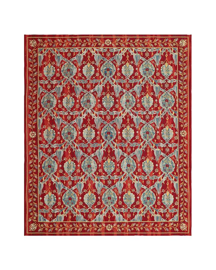 8'x10' Unique Red Kilim Rug | Hand-woven Ottoman Design Kilim
