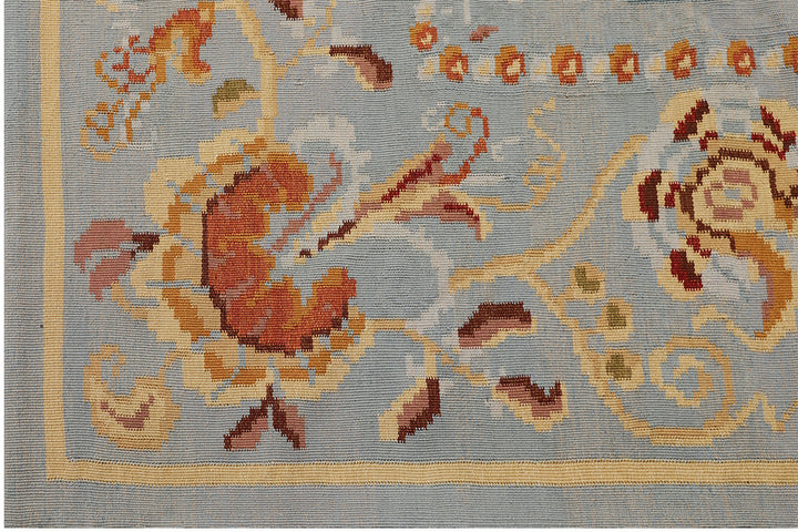 8x10 Soft Blue Bessarabian Kilim Rug | Handwoven Ariana Kilim