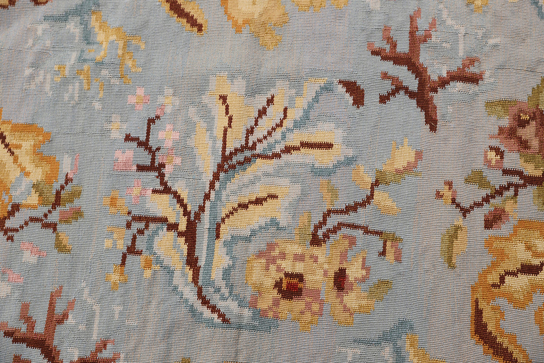 8x10 Soft Blue Bessarabian Kilim Rug | Handwoven Ariana Kilim