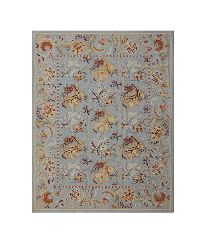 8x10 Soft Blue Bessarabian Kilim Rug | Handwoven Ariana Kilim