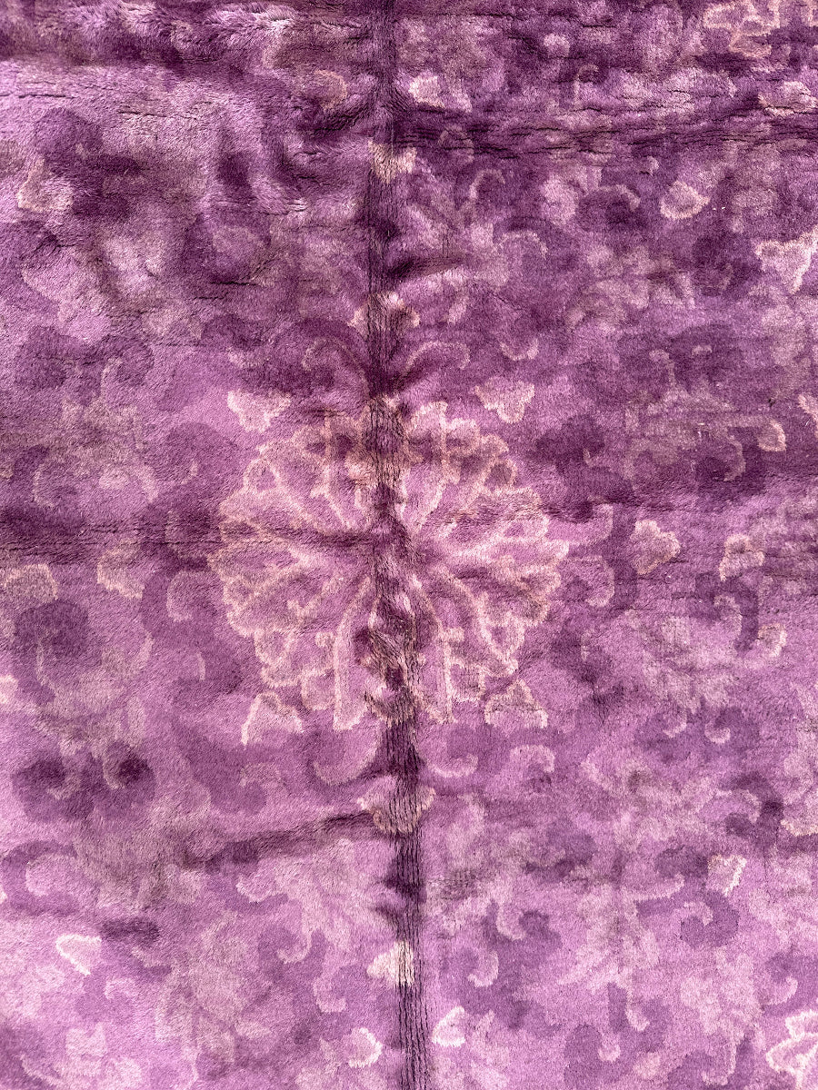 8'x10' Vintage Chinese Art Deco Area Rug | Purple Floral Pattern Rug