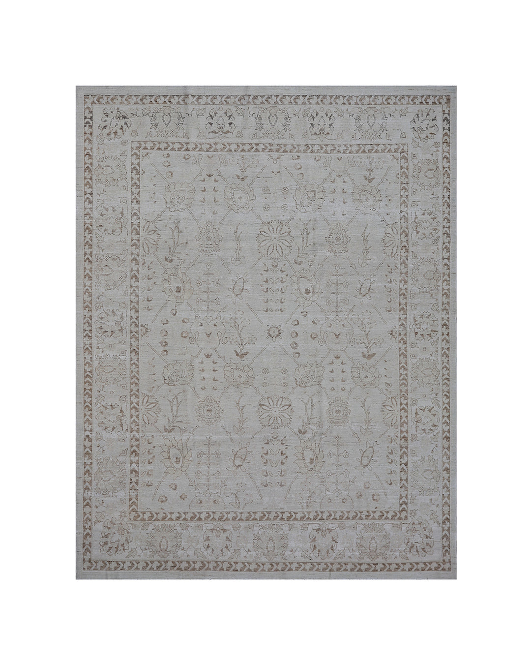 8'x10' Wool Area Rug | Tabriz Persian Rug | Ivory Brown Area Rug