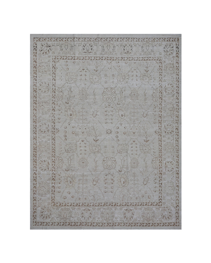 8'x10' Wool Area Rug | Tabriz Persian Rug | Ivory Brown Area Rug