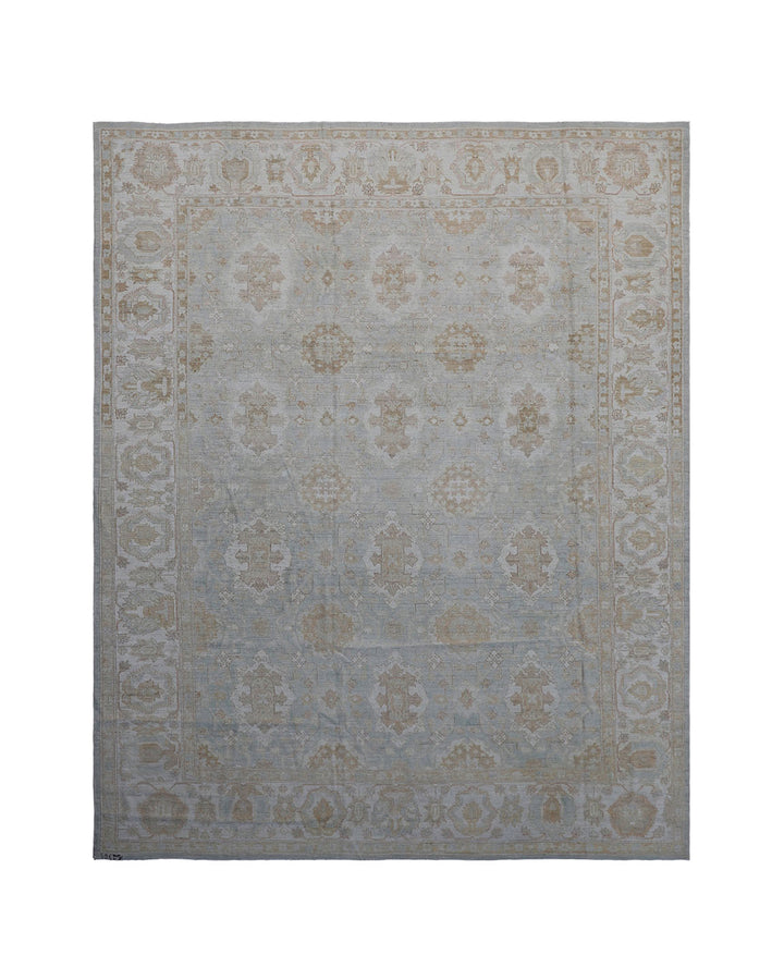 8'x10' Wool Rug | Agra Design | Blue Cream Area Rug