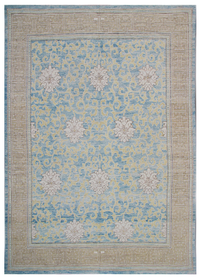 8'x10' Wool Rug | Blue & White |Samarkand Khotan Rug