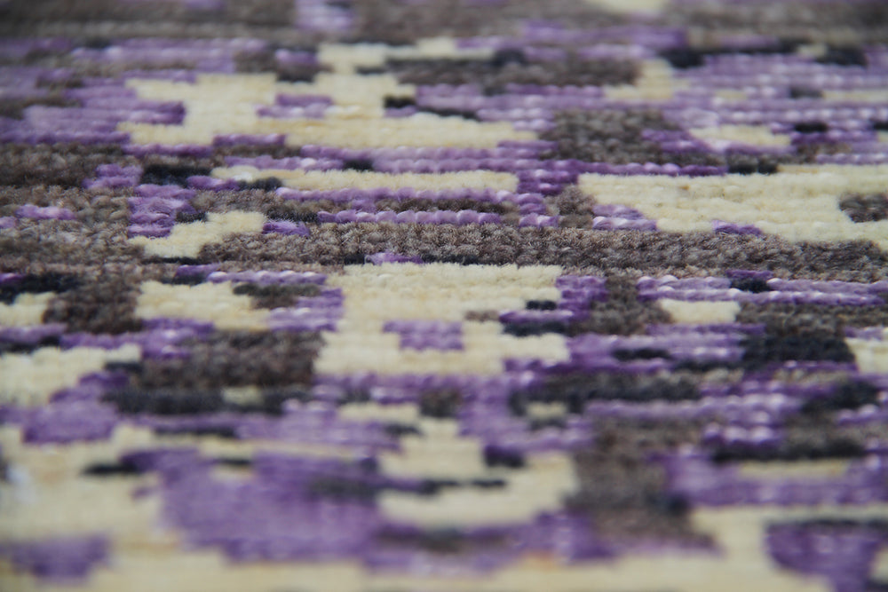 8'x11' Afghan Hand-Knotted Abstract Modern Rug | Purple | Organic Wool
