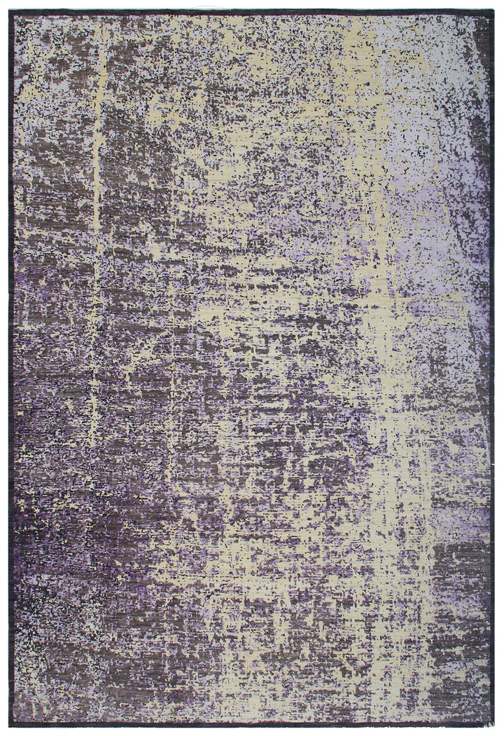 8'x11' Afghan Hand-Knotted Abstract Modern Rug | Purple | Organic Wool
