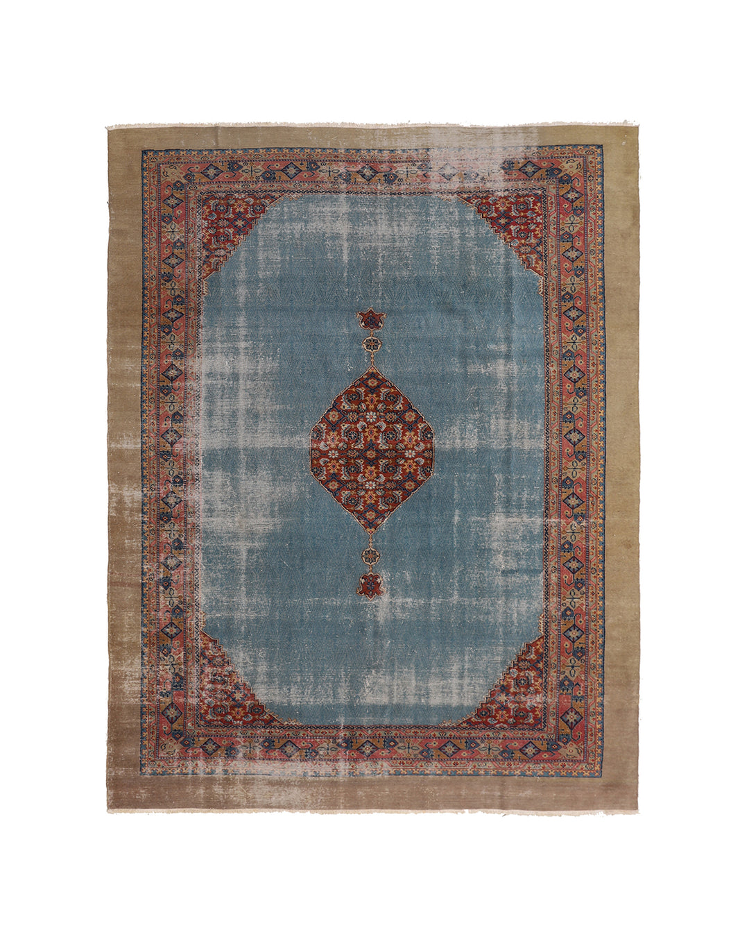 8'x11' Antique Turkish Tribal Rug | Blue Hand-Knotted Medallion Rug