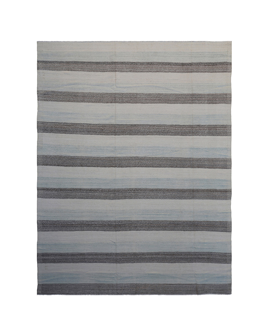 8x11 Blue, Ivory & Brown Striped Kilim Rug | Handwoven Ariana Kilim