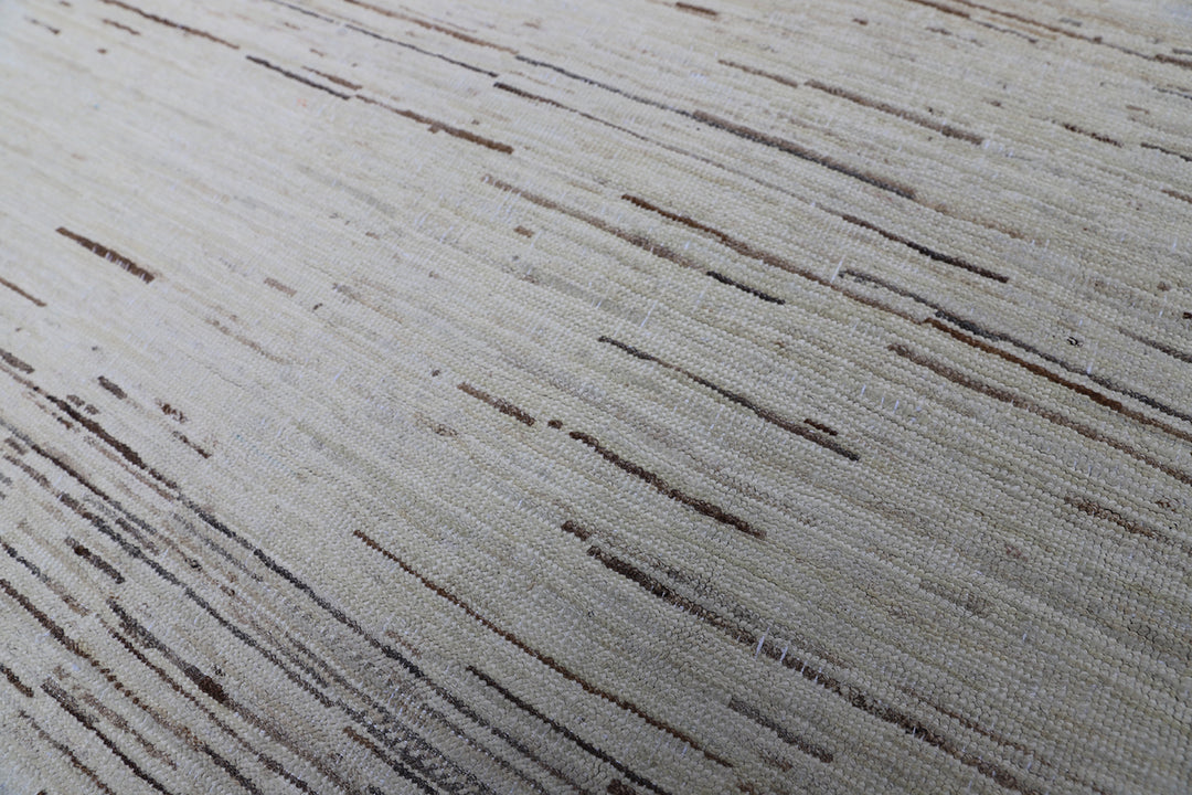 8'x11' Hand-Knotted Geometric Stria Rug | Ariana Modern Collection | Organic Wool