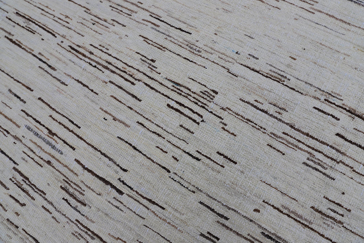 8'x11' Hand-Knotted Geometric Stria Rug | Ariana Modern Collection | Organic Wool