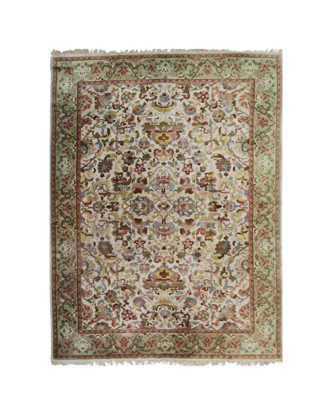 Antique German Tetex Tefzet Rug | 8x11 Ivory Wool 1930s Orient
