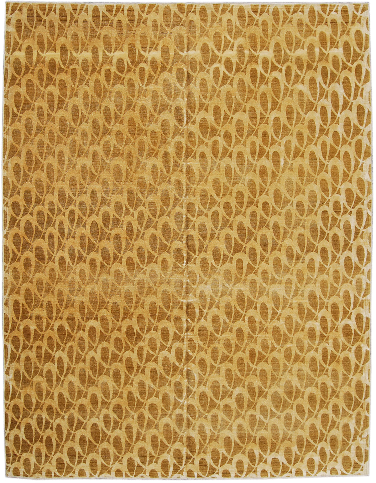 8'x11' Modern Geometric Rug | Gold Field with Silk Loop Pattern ...
