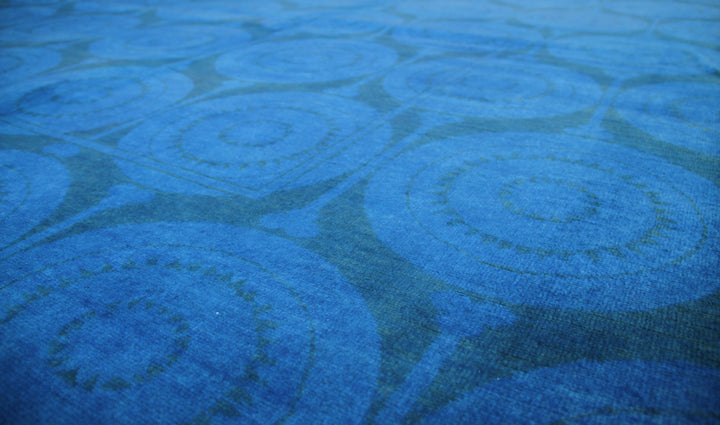 8x11 Royal Navy Blue Ariana Overdyed Rug | Fine Weave Geometric