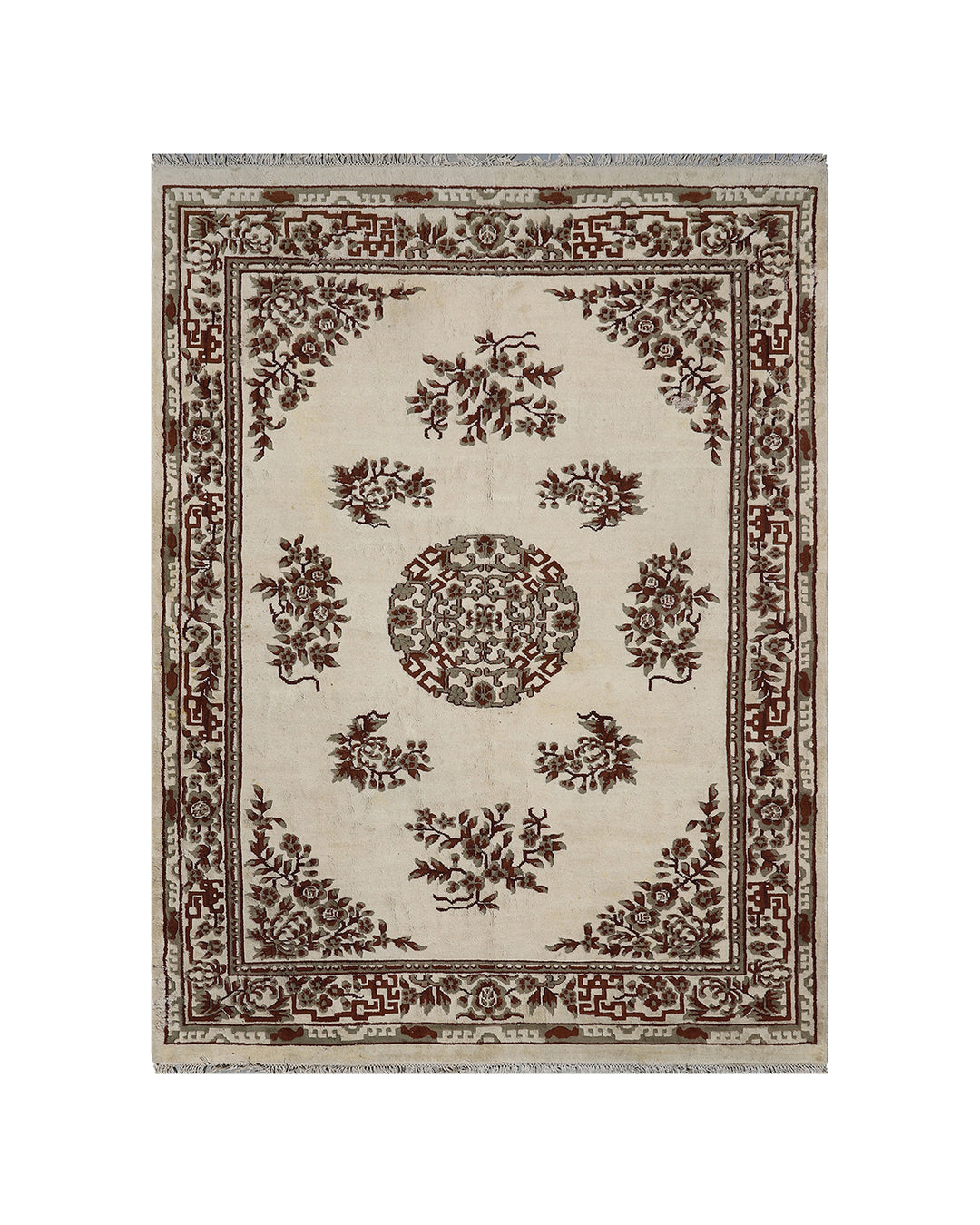 8'x11' White Wool Rug | Chinese Design