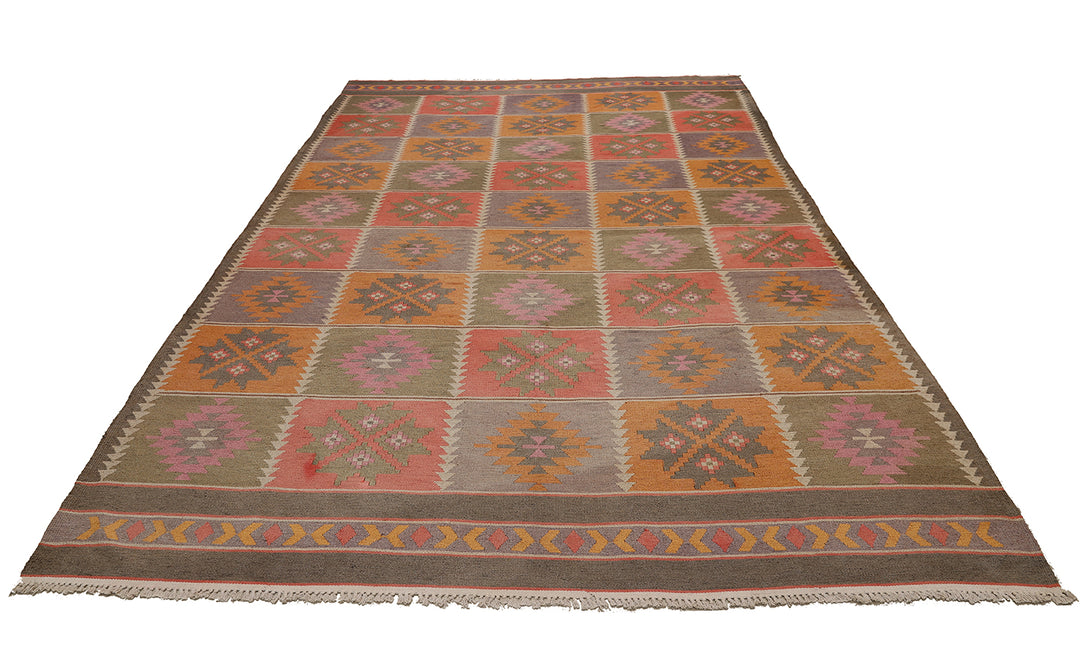 8'x13' Vintage Afghan Kilim Dhurrie Rug | Handwoven | Cotton Flatweave