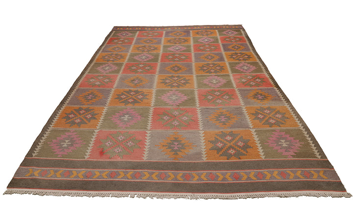 8'x13' Vintage Afghan Kilim Dhurrie Rug | Handwoven | Cotton Flatweave