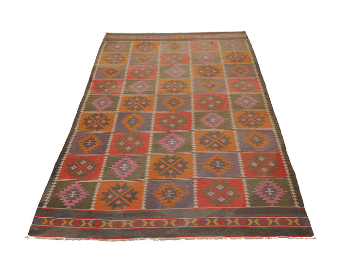 8'x13' Vintage Afghan Kilim Dhurrie Rug | Handwoven | Cotton Flatweave