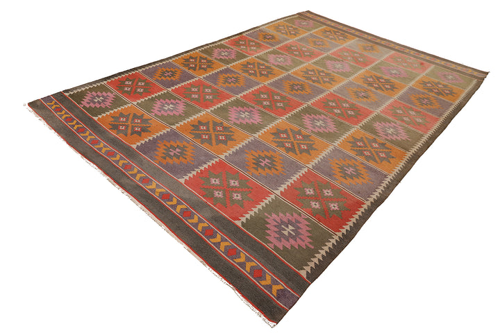 8'x13' Vintage Afghan Kilim Dhurrie Rug | Handwoven | Cotton Flatweave