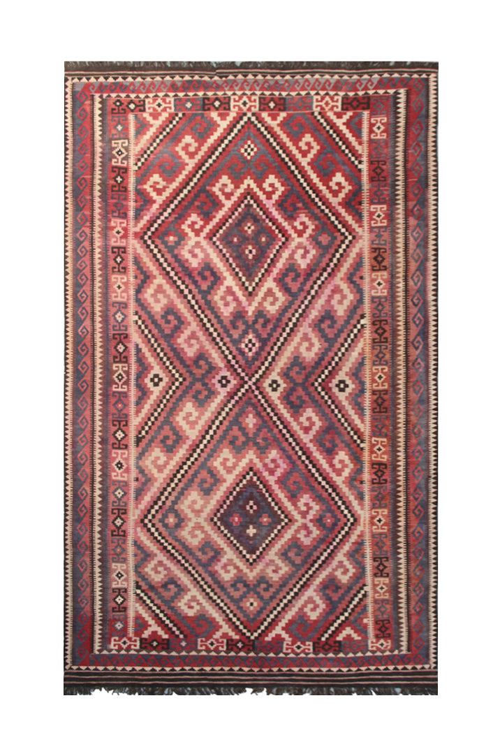 Decorative rug with geometric pattern on a white background